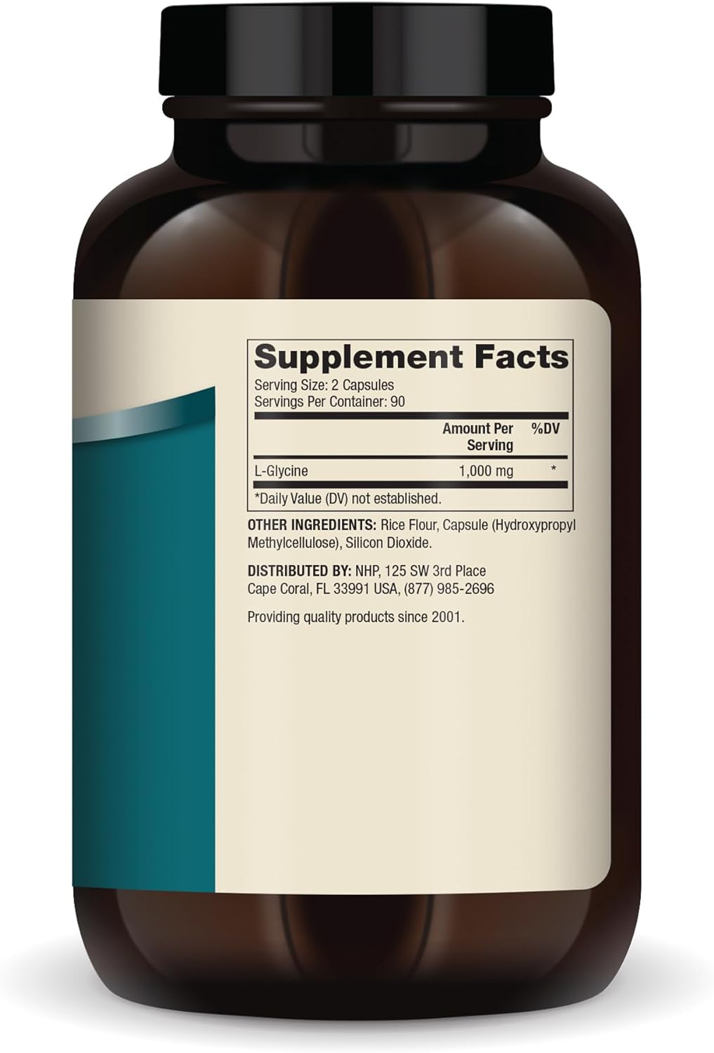 L-Glycine Dietary Supplement, 1,000 Mg per Serving, 90 Servings (180 Capsules), Mitochondrial Function, Non GMO, Soy Free, Gluten Free
