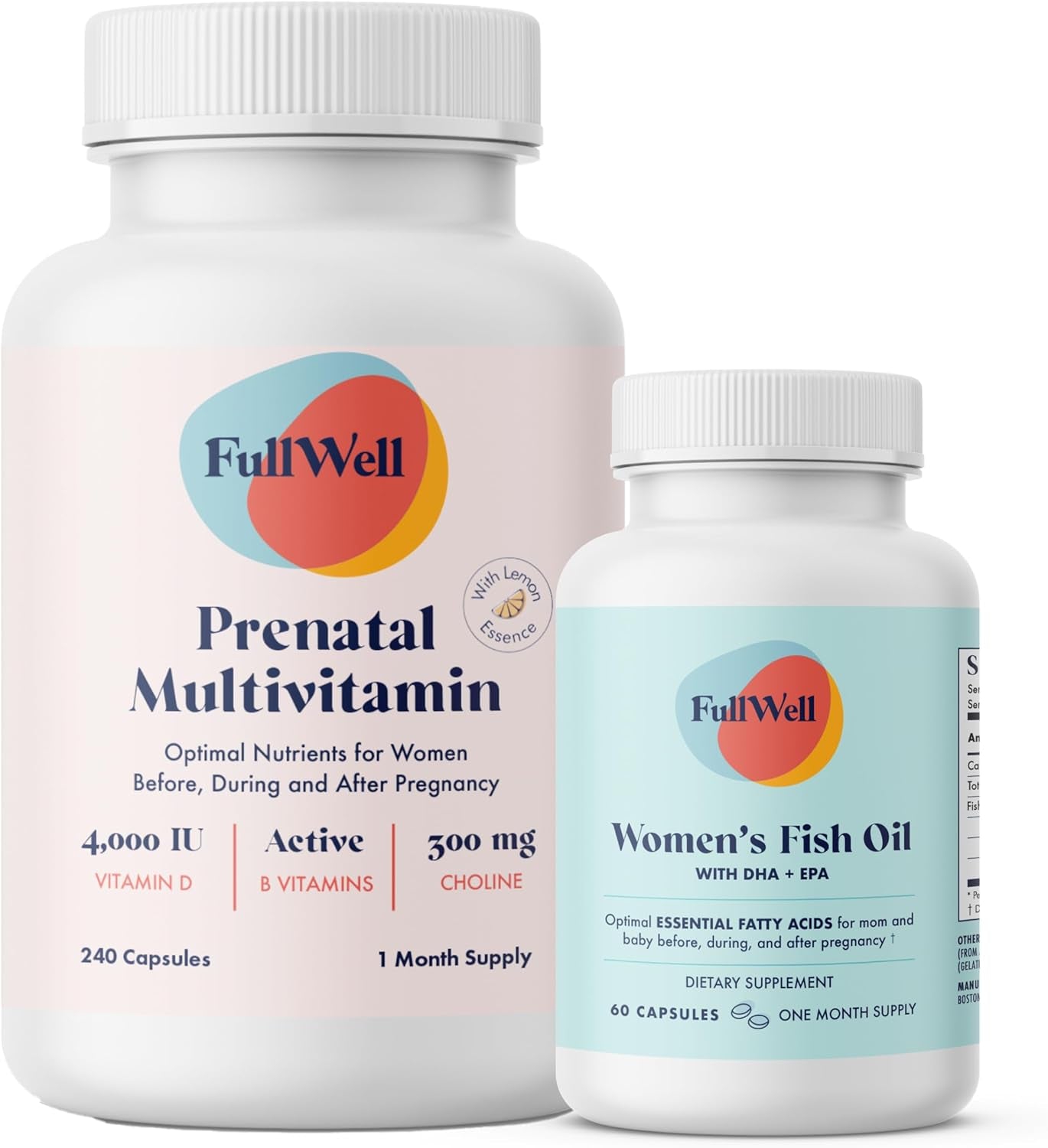 Prenatal Vitamin Lemon + DHA | Omega 3 Fish Oil with DHA & EPA for Brain Development & Nervous System Support | 26+ Vital Nutrients | Dietitian 