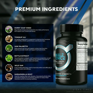 Male Force Pills for Men, Boosts T-Levels for Peak Performance 60Ct 