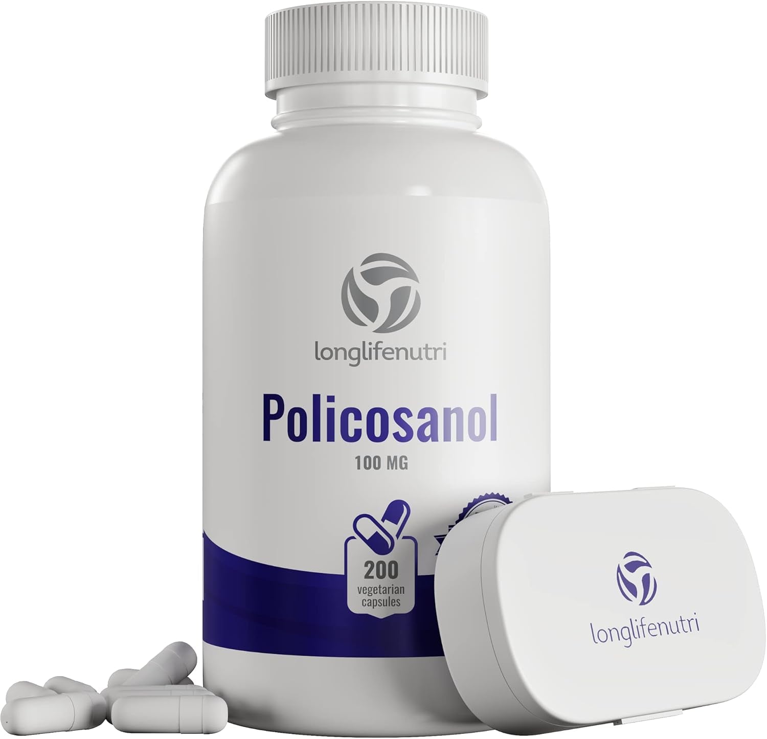 Policosanol 100Mg 200 Vegetarian Capsules | Natural Sugar Cane Supplement | Heart and Lipid Metabolism Vitamin | Polycosanol Powder 100 Mg per Serving | Non-Gmo, Gluten-Free Formula 