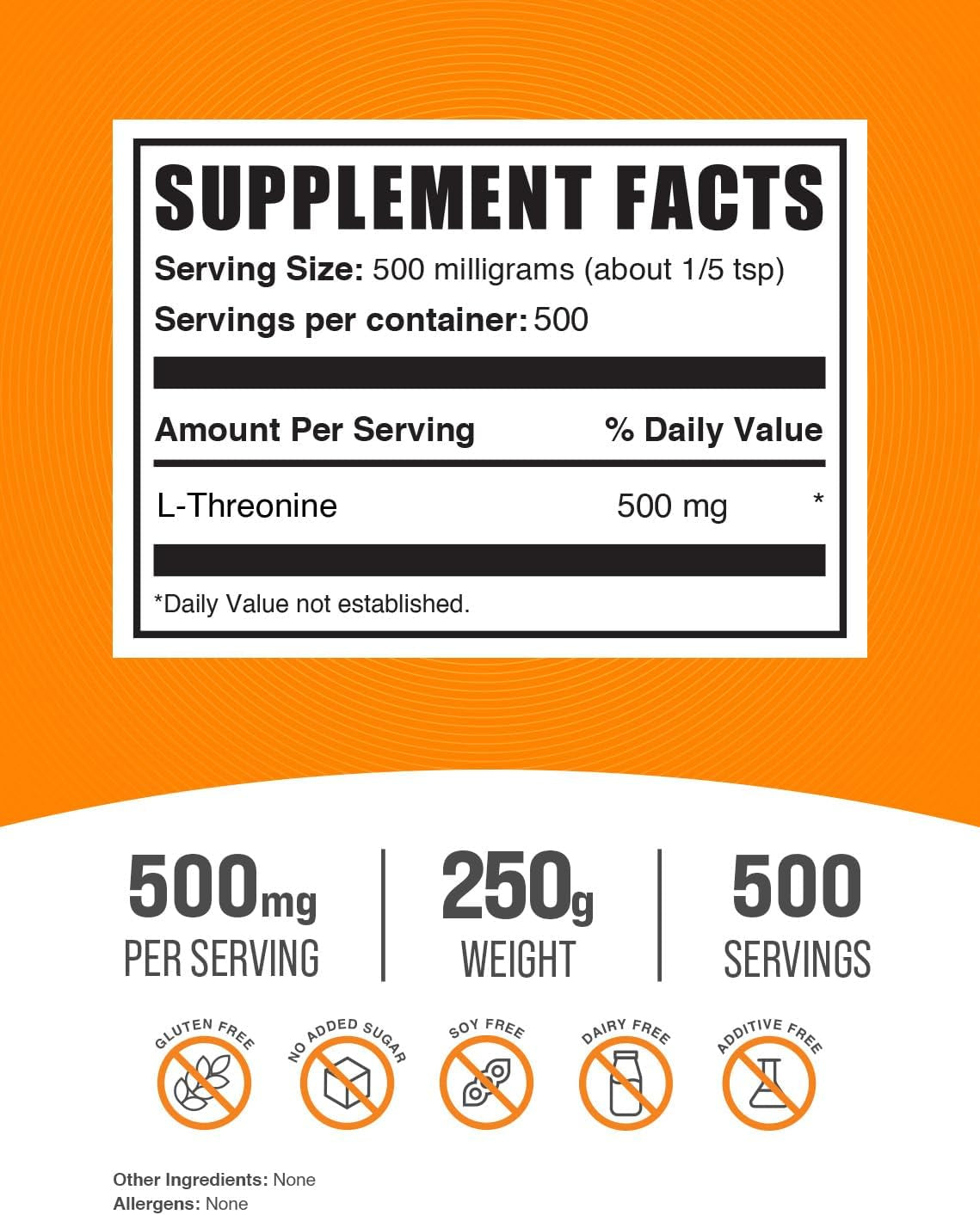 Bulksupplements.Com L-Threonine Powder - L-Threonine Supplement, L Threonine 500Mg - Amino Amino Supplement for Skin & Joints, Gluten Free - 500Mg per Serving, 5Kg (11 Lbs), Pack of 5