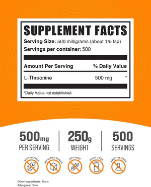 Bulksupplements.Com L-Threonine Powder - L-Threonine Supplement, L Threonine 500Mg - Amino Amino Supplement for Skin & Joints, Gluten Free - 500Mg per Serving, 5Kg (11 Lbs), Pack of 5