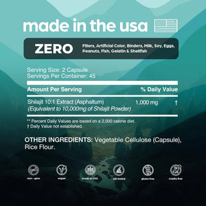 Thinbi Pure Himalayan Shilajit 10000Mg Maximum Potency Organic Capsules 90 Count with Fulvic Acid & Trace Minerals for Enhanced Energy and Immune Support Men & Women Better than Shilajit Resin