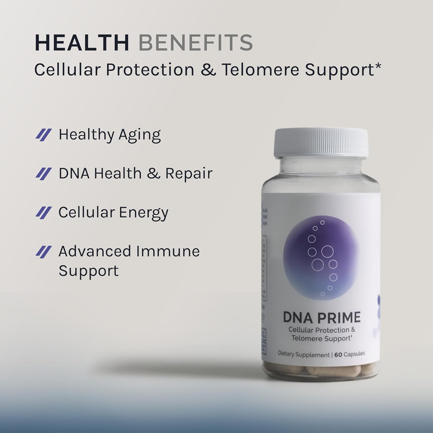 DNA Prime Cellular Protection & Telomere Support, 60 Capsules (30 Day Supply), Cell Function and Aging Support Dietary Supplement, NMN Alternative with AC-11 Cat'S Claw Extract