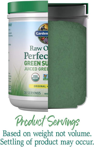 Garden of Life Raw Organic Perfect Food Green Superfood Juiced Greens Powder - Apple Flavor, 30 Servings - Vegan Gluten Free Whole Food Dietary Supplement, Greens plus Probiotics & Enzymes