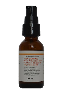 Resveratrol Antioxidant Serum with Vitamins C and E, Coq-10, Collagen, Aloe Vera, and Pure Hyaluronic Acid (1.2 Fl.Oz)