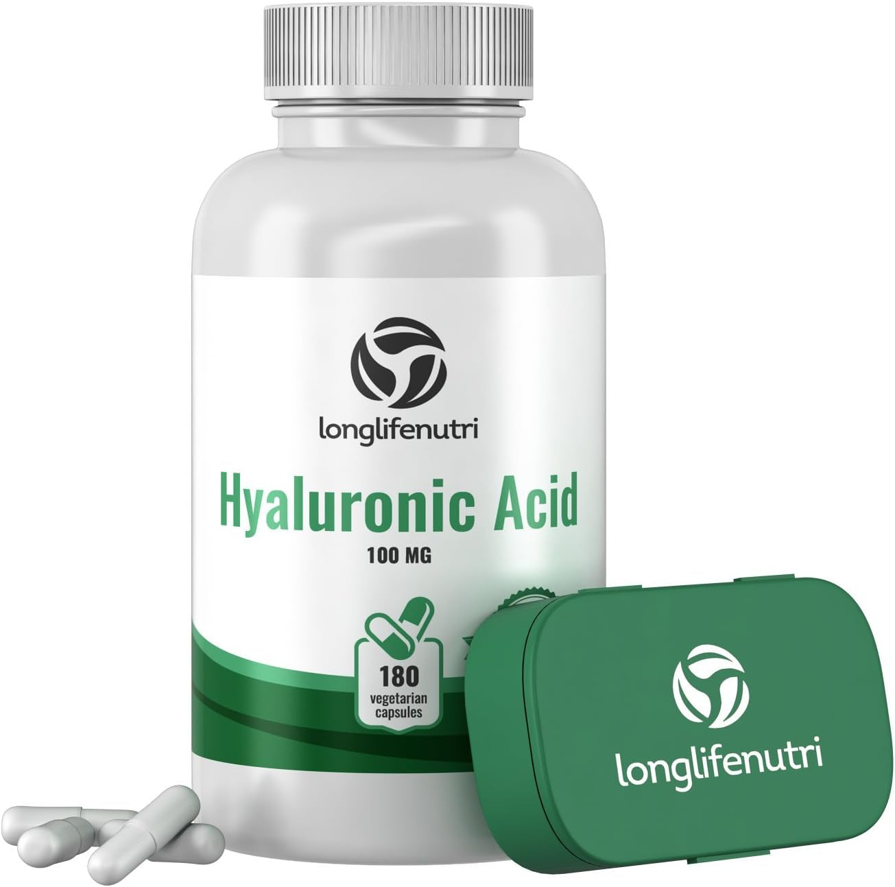 Hyaluronic Harmony: 100Mg HA, 180 Vegetarian Capsules for Optimal Knee & Joint Care, Enhanced Skin Elasticity, and Youthful Glow