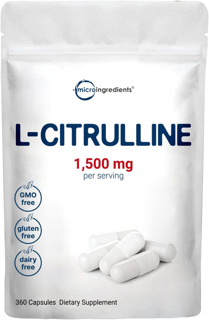 L Citrulline Capsules, 1500Mg per Serving, 360 Counts, Citrulline Pre-Workout Supplement, Non-Gmo 
