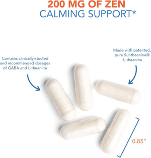 Allergy Research Group 200Mg of Zen Supplement - GABA, L-Theanine, Calmness Support, Day or Night, Hypoallergenic, Vegetarian Capsules - 120 Count 