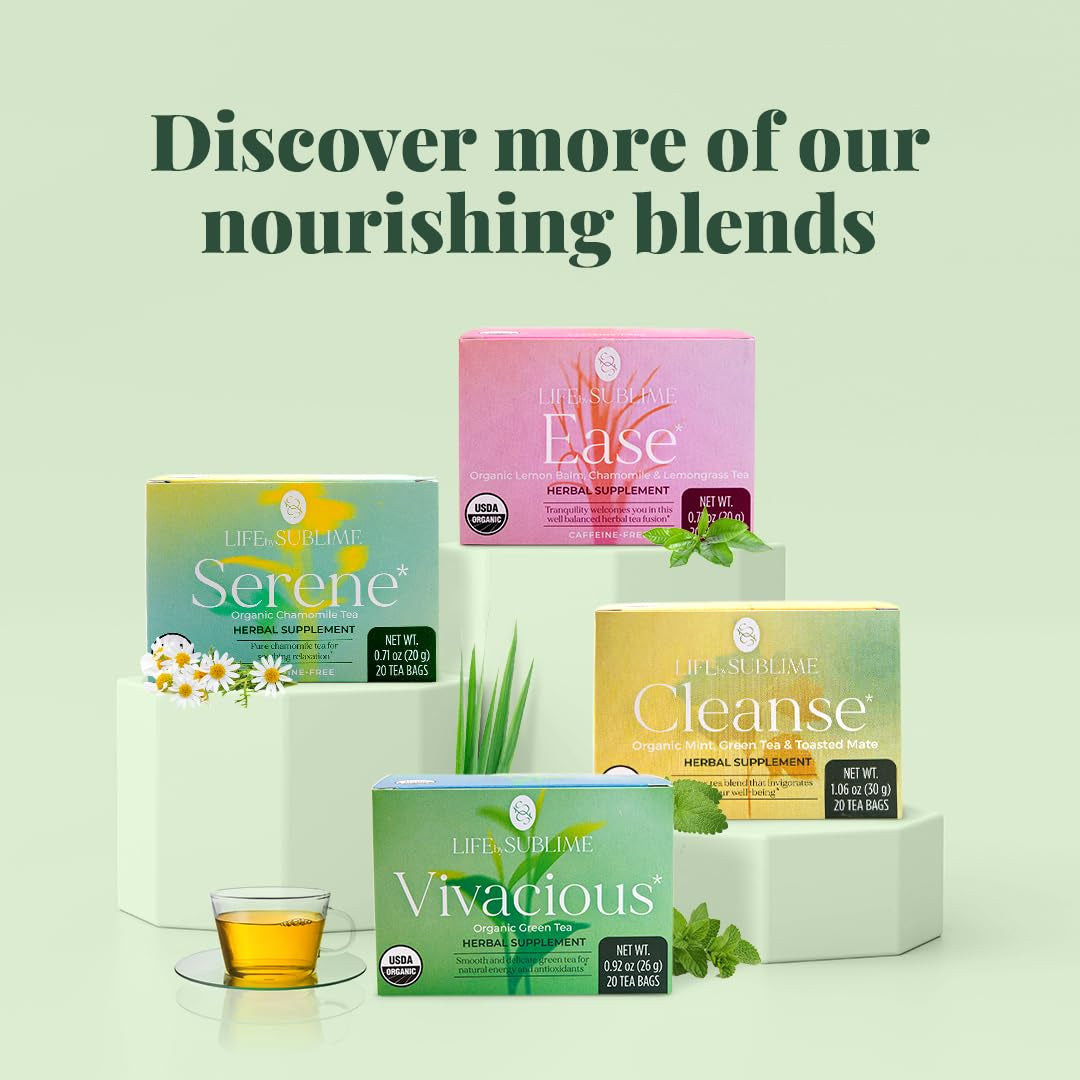 Life by Sublime - Cleanse USDA Organic Mint Green Tea & Yerba Mate, 20 Tea Bags, Naturally Caffeinated Detox Tea, Supports Digestive and Immune Health, Premium Brazilian Harvest 