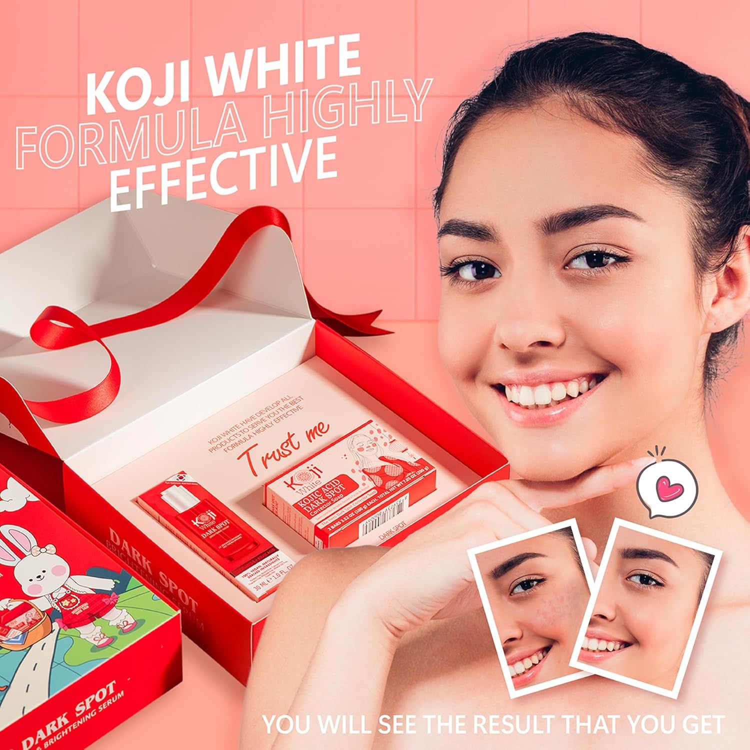 Koji White Skin Care Set – Hero Dark Spot Corrector Soap (3.52 Oz) & Dark Spot Brightening Serum (1 Fl.Oz) for Face Moisturizer with Kojic Acid, Niacinamide, Vitamin C, Hyaluronic Acid