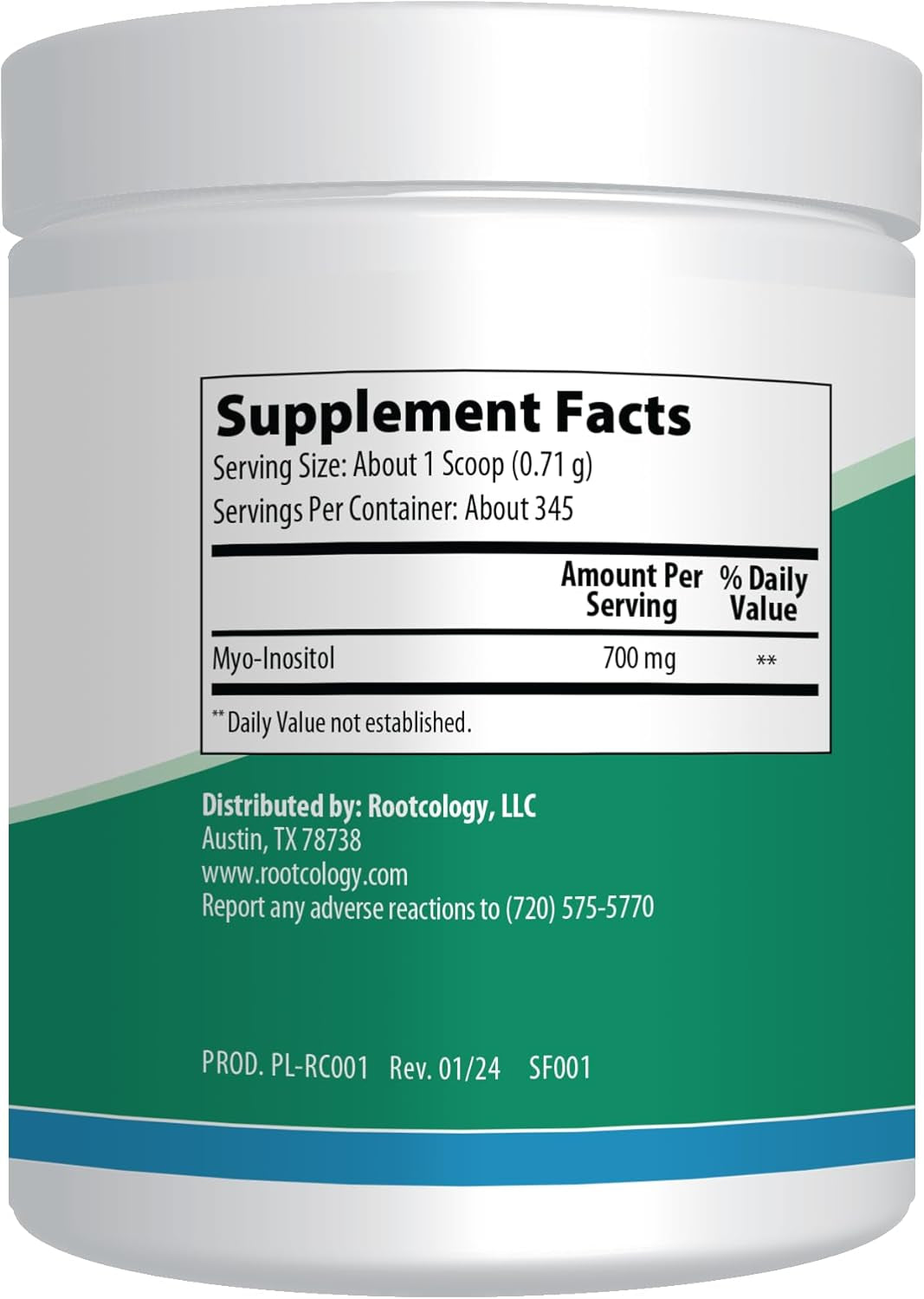 Rootcology Myo-Inositol Powder - Inositol Supplement for Mood, Brain Health and Liver Support (250G / 345 Servings) 