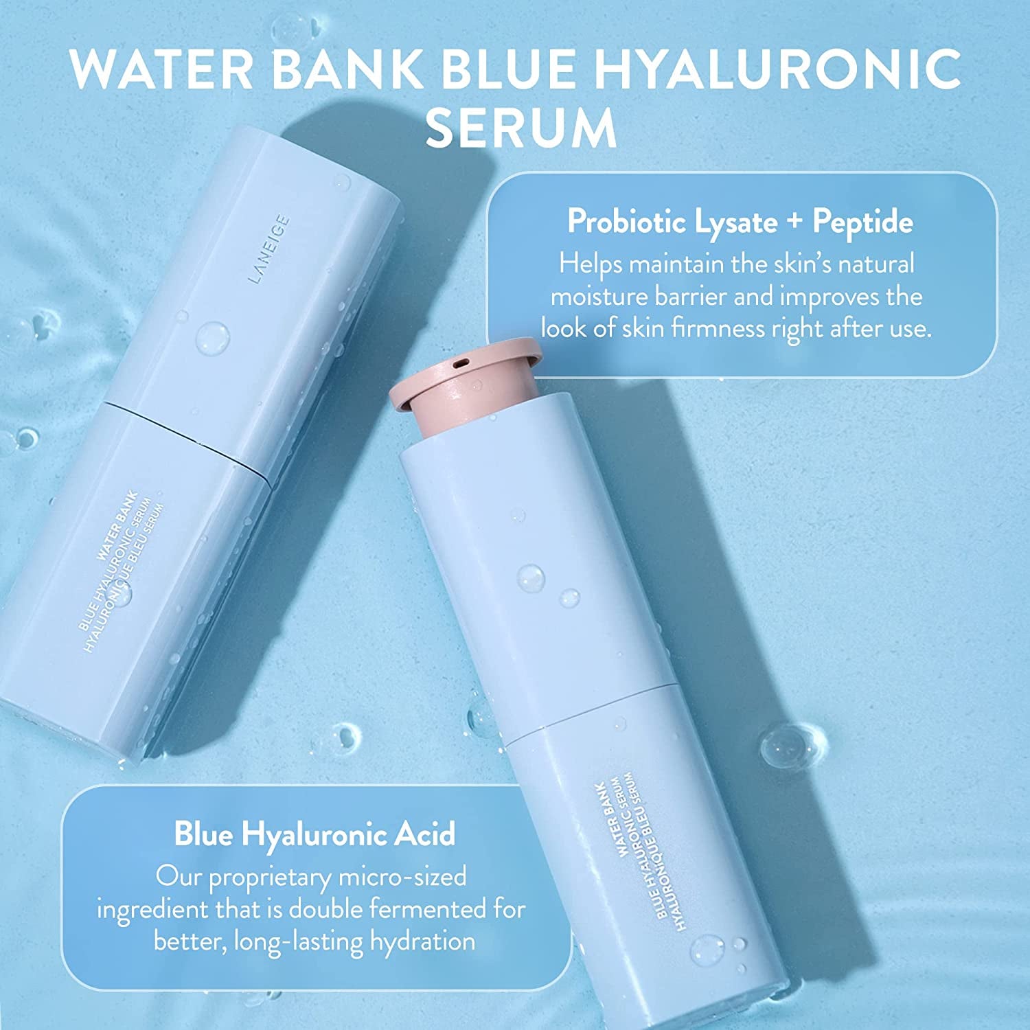 LANEIGE Water Bank Blue Hyaluronic Serum: Peptides, Green Tea Enzyme, Hydrate, Improve Skin Firmness 