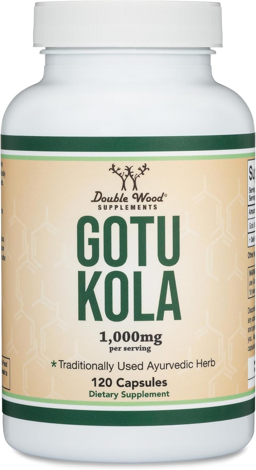 Gotu Kola Capsules (Centella Asiatica) 1,000Mg of per Serving (120 Capsules) No Fillers, Vega, Safe, Non-Gmo, Gluten Free (Gotu Kola Extract for Relaxation and Cognitive Function) by Double Wood