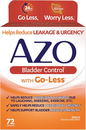 AZO Bladder Control with Go-Less for Urgency & Leakage Relief | 72 & 54 Capsules 