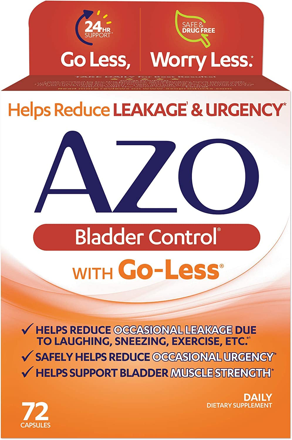 AZO Bladder Control with Go-Less for Urgency & Leakage Relief | 72 & 54 Capsules 