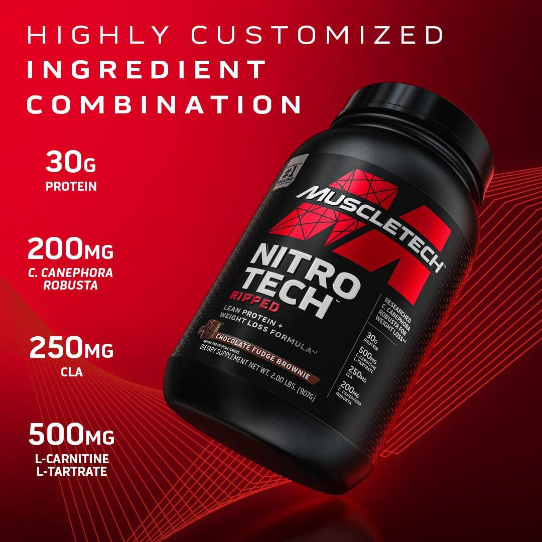 Protein Powder for Weight Loss | Nitro-Tech Ripped |Whey Protein Powder + Weight Loss Formula |Lose Weight |Weight Loss Protein Powder for Women & Men |Chocolate, 2 Lb(Package May Vary)