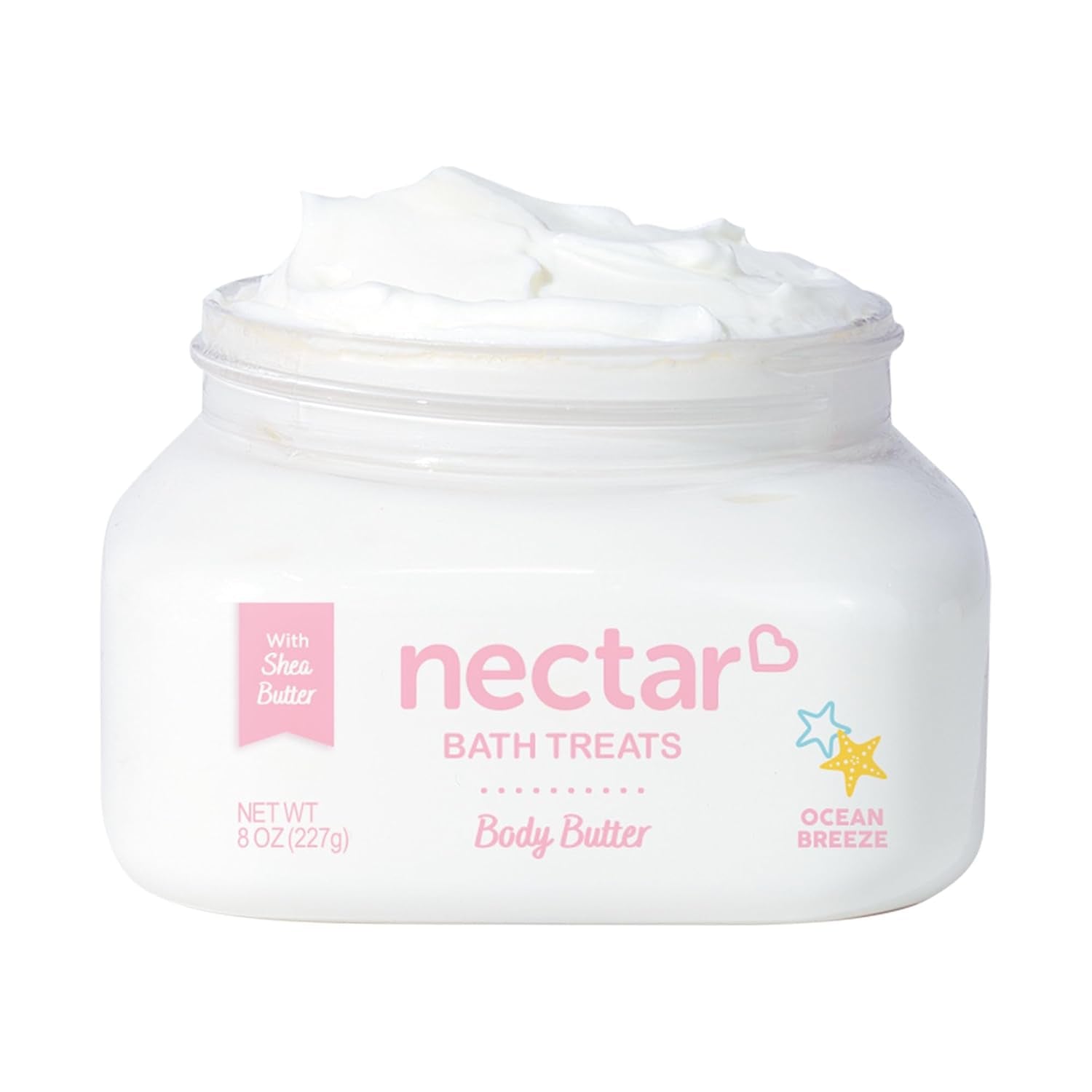 Nectar Bath Treats Body Butter, Whipped Shea Butter, Large Unscented Body Cream for Moisturizing Dry Skin, Hydrating Vegan Shea Lotion for Women, 16 Oz. (Fragrance Free, Large)
