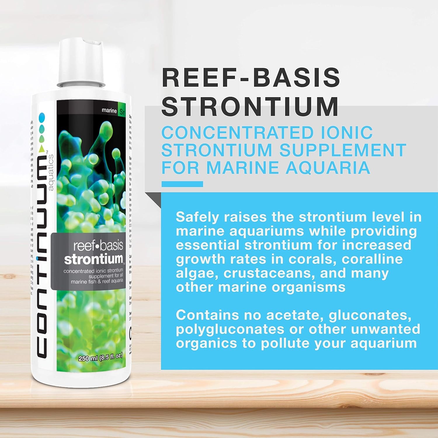 Continuum Aquatics Reef Basis Strontium - Liquid Concentrated Strontium Supplement for Marine Reef and Saltwater Aquariums
