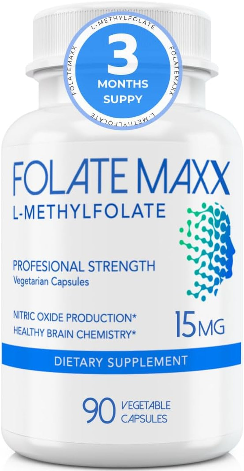L-Methylfolate 15Mg - 90 Capsules - Professional Strength Active Methyl Folate - 5-MTHF Supplement for Men & Women - Non GMO, Gluten Free, No Fillers 