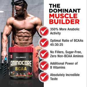 ALLMAX Nutrition AMINOCORE BCAA Powder, 8.18 Grams of Amino Acids, Intra and Post Workout Recovery Drink, Gluten Free, Sweet Tea, 945 G