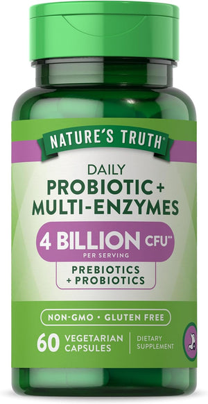 Probiotics with Enzymes | 60 Capsules | Stomach Friendly for Men and Women | Non-Gmo and Gluten Free Digestive Health Supplement