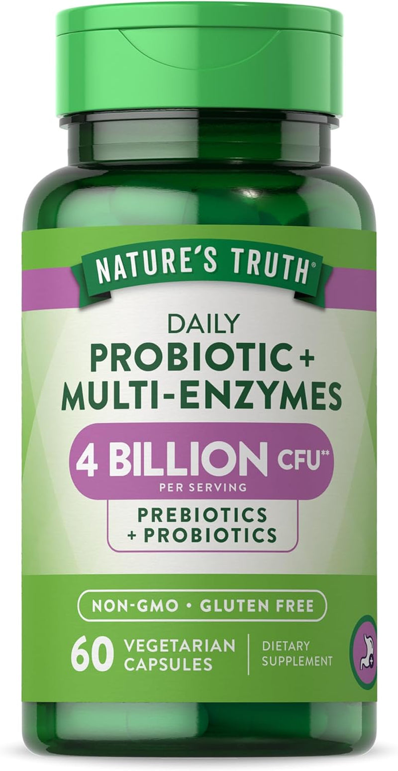 Probiotics with Enzymes | 60 Capsules | Stomach Friendly for Men and Women | Non-Gmo and Gluten Free Digestive Health Supplement