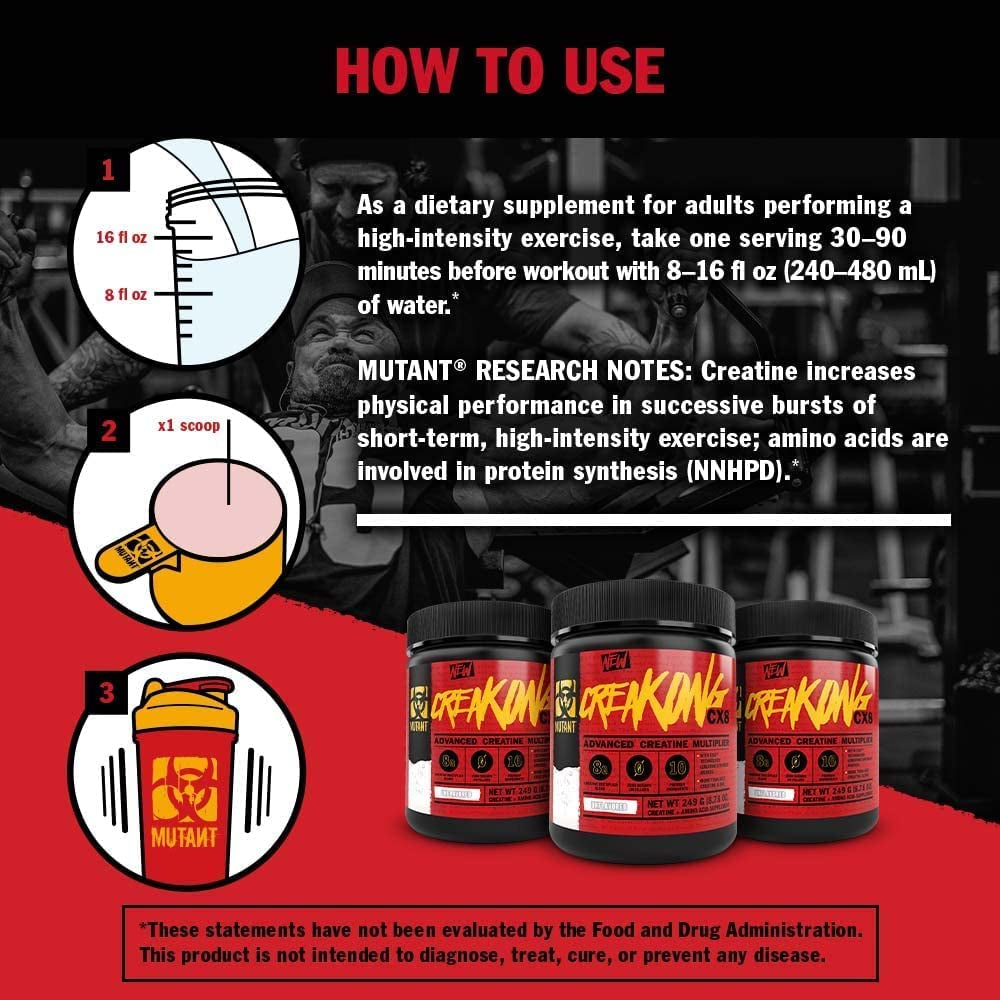 Mutant CREAKONG CX8 | Advanced Creatine Multiplier | Creatine + Amino Acid Supplement - 249 G | 30 Serving
