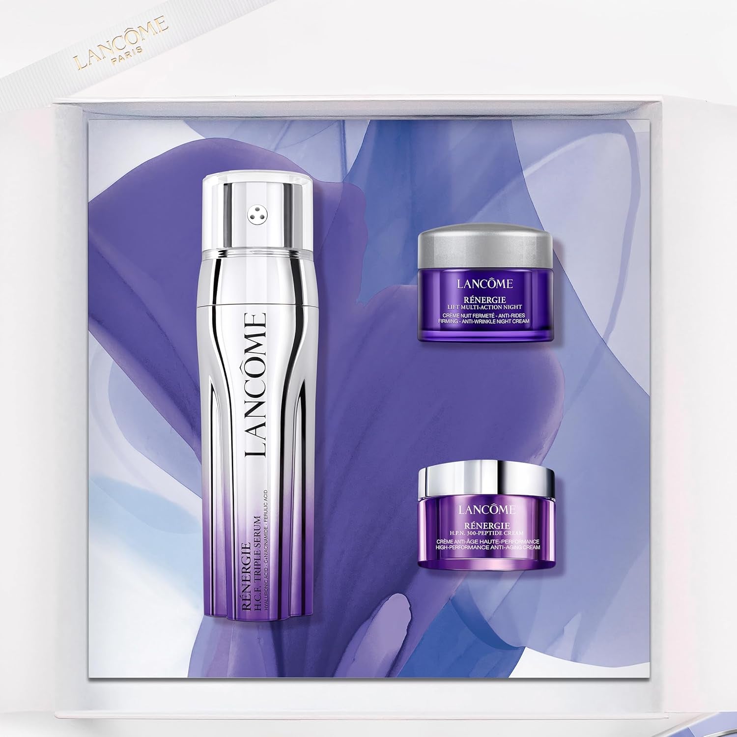 Lancôme Rénergie Limited Edition Skincare Set - Full Size Serum 1.7 Fl Oz, Full Size Eye Cream 0.5 Fl Oz & Travel Size Moisturizer 0.5 Fl Oz