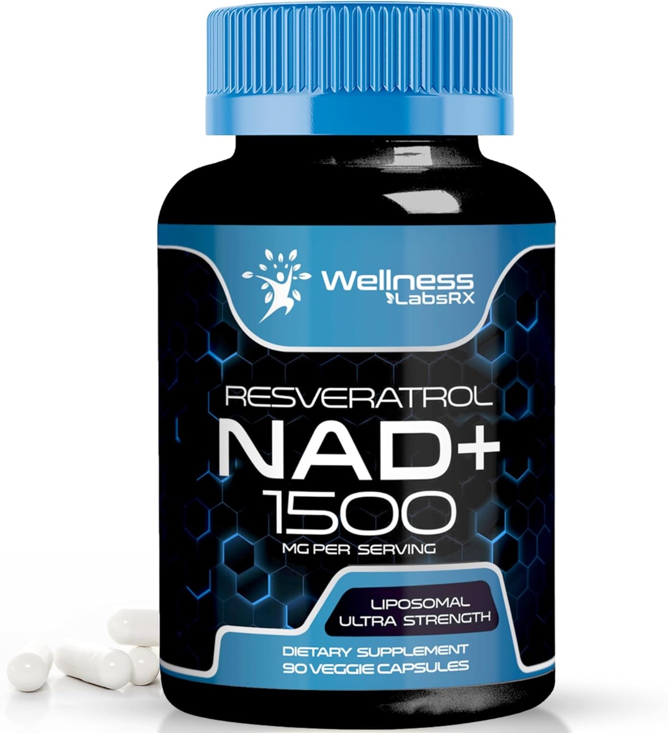 NAD Supplement, 1500Mg - Liposomal NAD+ Supplement with Resveratrol, Nad plus Boosting Supplement - Support Cellular Health, Stamina & Healthy Aging - Ultra Strength Capsules - 3 Pack