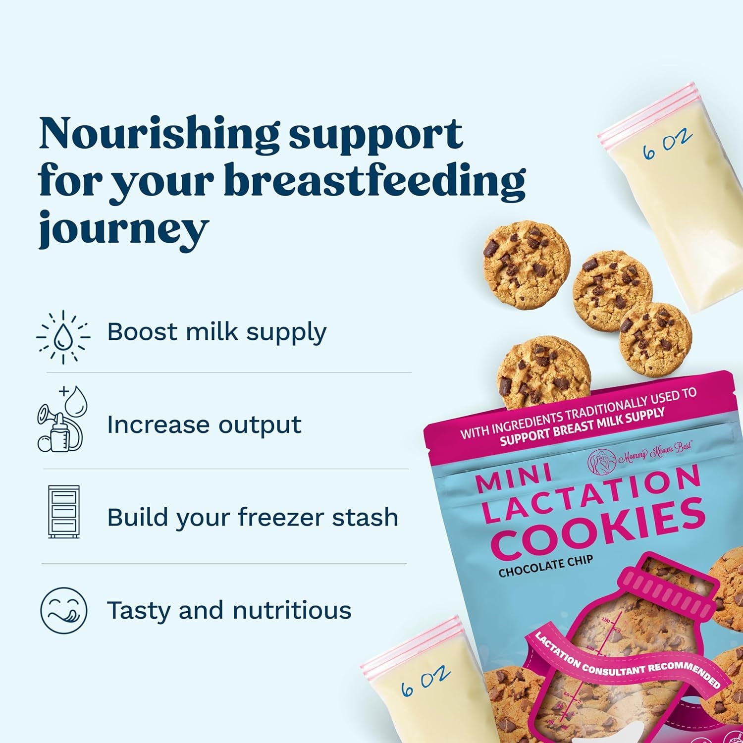 Lactation Cookies Breastfeeding Supplement - Chocolate Chip - Support Mothers Breast Milk Supply Increase - with Brewers Yeast Powder, Oat Flour, and Flax for Lactation - Fenugreek Free - 1.25 LBS 