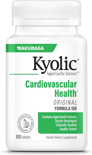 Kyolic Aged Garlic Extract Formula 100, Original Cardiovascular, 200 Capsules (Packaging May Vary) by Wakunaga of America, Co.,Ltd.