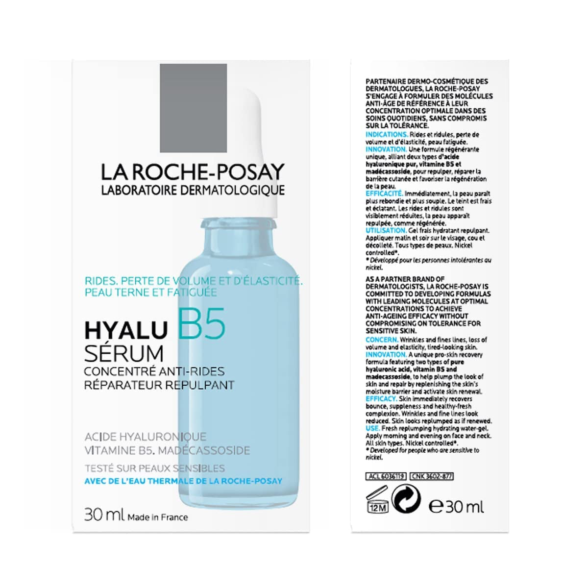 La Roche-Posay Hyalu B5 Pure Hyaluronic Acid Serum for Face, with Vitamin B5, Anti-Aging Serum for Fine Lines and Wrinkles, Hydrating Serum to Plump and Repair Dry Skin, Safe on Sensitive Skin 