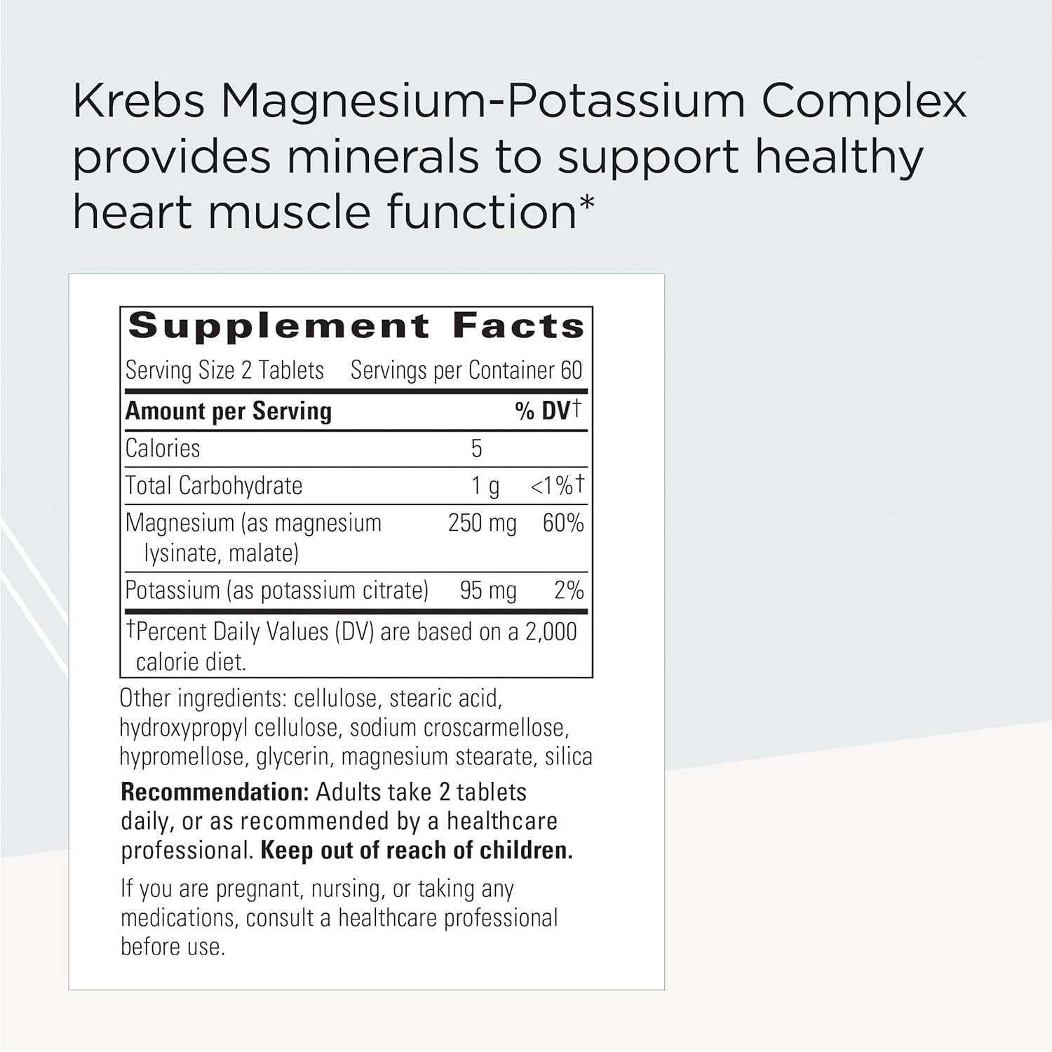 Krebs Magnesium-Potassium Complex - Healthy Heart Muscle Support* - Muscle Support Supplement with Magnesium Citrate, Potassium Citrate & Magnesium Malate* - 120 Tablets