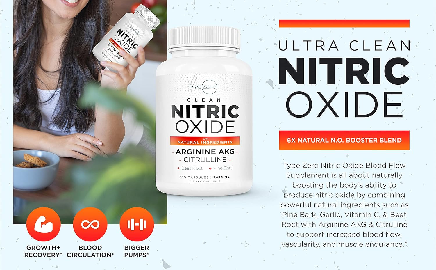 Nitric Oxide 6X Booster, 150 Veggie Capsules - Natural Supplement - Beetroot, Arginine AKG, Citrulline, Pine Bark, Garlic & VIT C | #1 Nitric Oxide Pills for Men, Nitrous Oxide Blood Flow