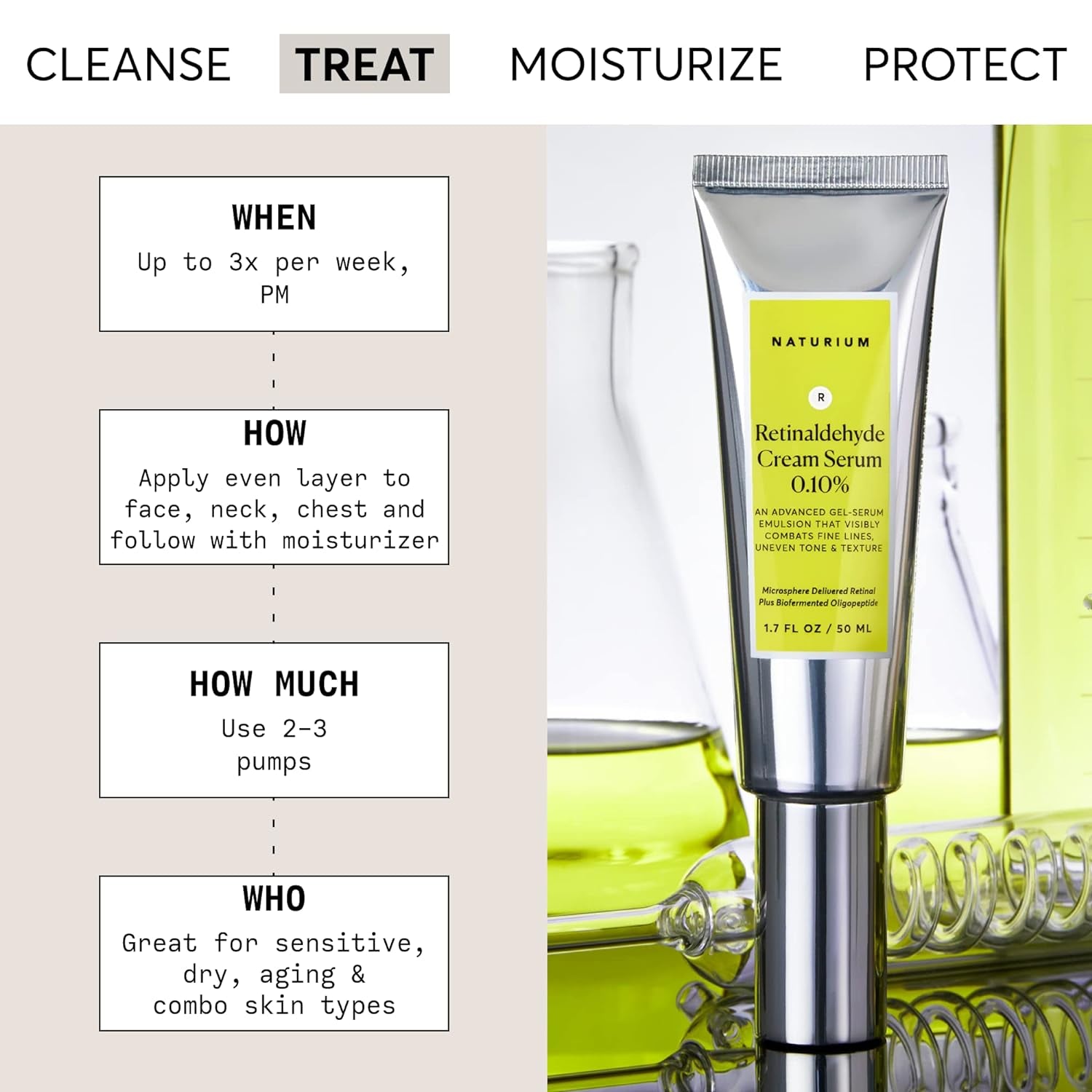 Naturium Retinaldehyde Cream Serum 0.10%, Advanced Anti-Aging & Smoothing Potent Face & Skin Care, 1.7 Oz 