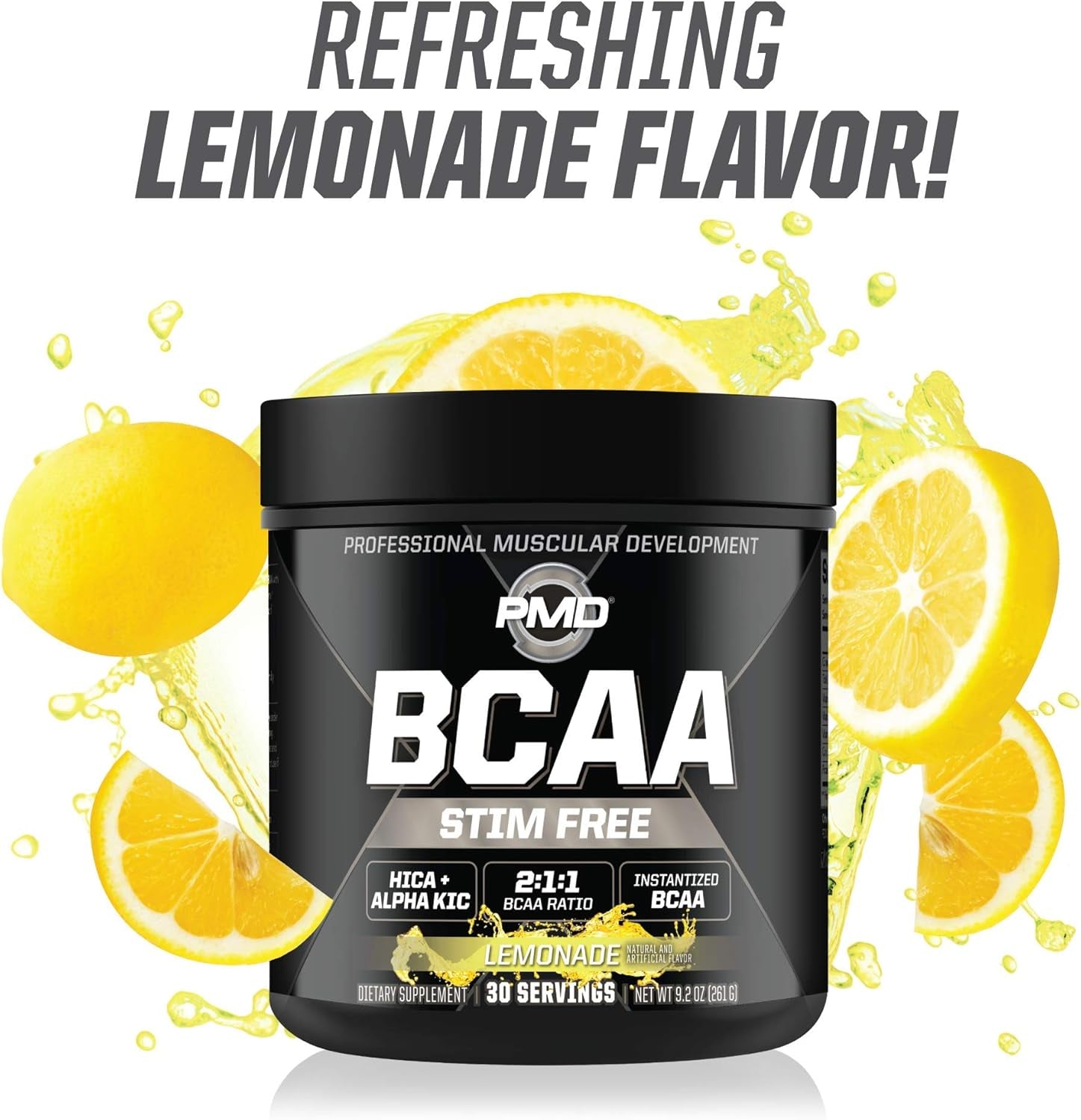 PMD Sports BCAA Stim-Free Amino Acids - Better Workout Performance, Enhanced Recovery, Daily Energy, Muscle Builder, and Muscle Sparing - BCAA Powder Drink Mix - Watermelon (30 Servings)