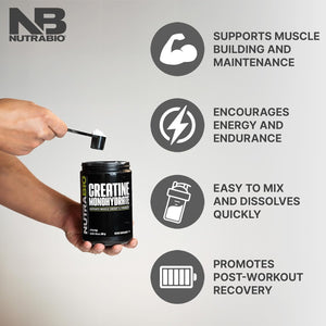 Nutrabio Creatine Monohydrate, Unflavored, 500G and Whey Protein Isolate, Alpine Vanilla, Supplement Bundle - Muscle Energy, Lean Muscle Growth, Recovery, and Strength 