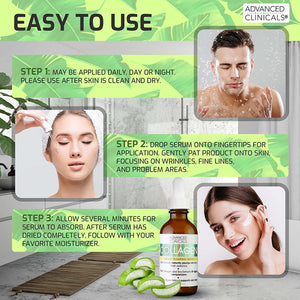 Advanced Clinicals Tea Tree Oil Serum for Face + Vitamin C Serum + Exfoliating 10% Glycolic Acid Serum Skincare Set | Face Serum for Women | anti Aging Serums to Brighten, Exfoliate, & Hydrate, 3-Set