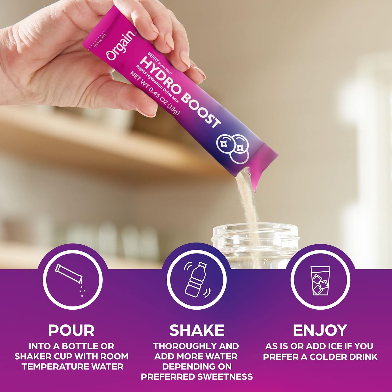 Orgain Organic Hydration Packets, Electrolytes Powder - Mango Hydro Boost with Superfoods, Vegan, Gluten-Free, No Soy Ingredients, Non-Gmo, Less Sugar than Sports Drinks, 16 Count