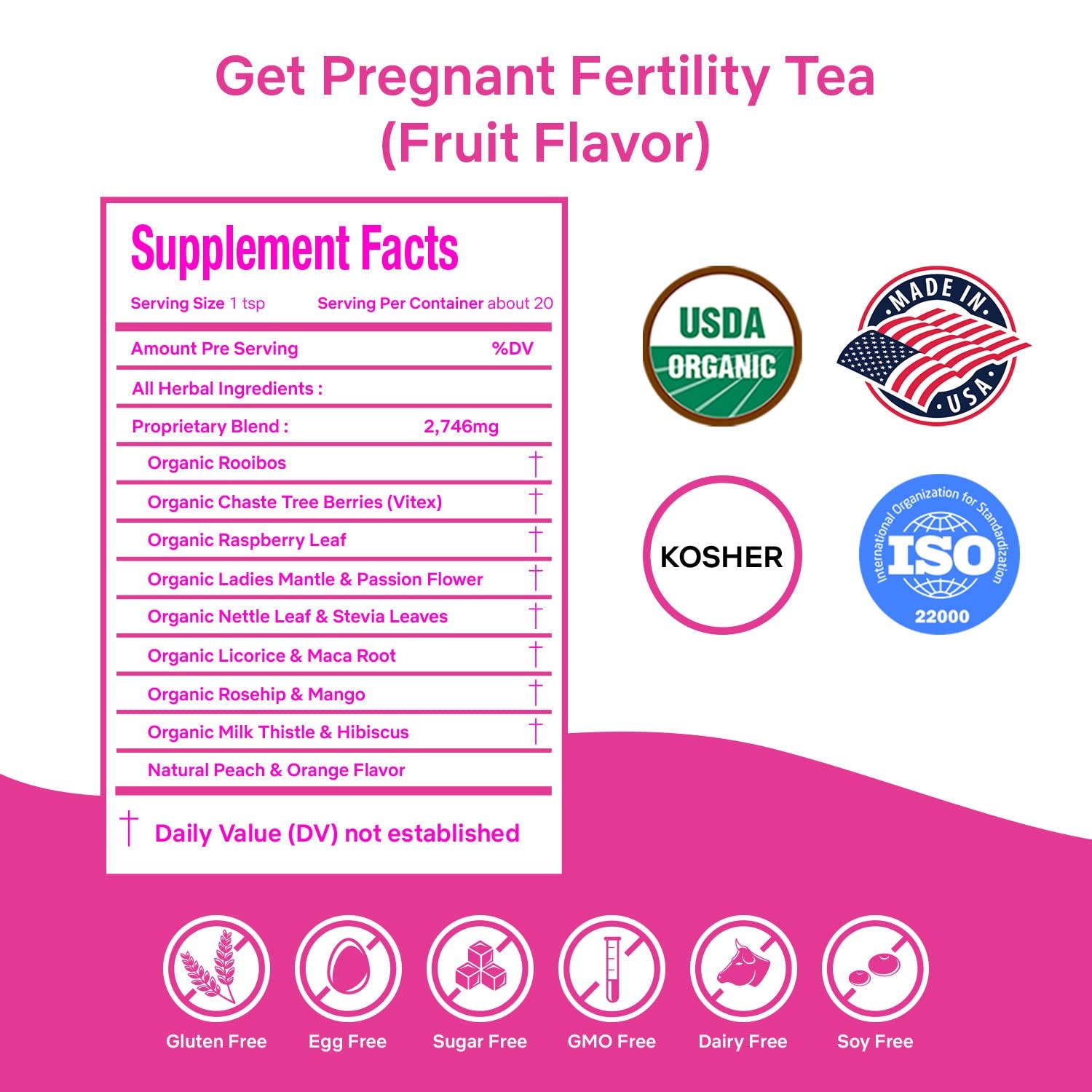 '- Fertility Tea for Women with Organic Chaste Tree Berries and Red Raspberry Leaf Pregnancy Tea- Natural Fertility Supplements for Women- up to 40 Servings - 20 Count(1 Pack)