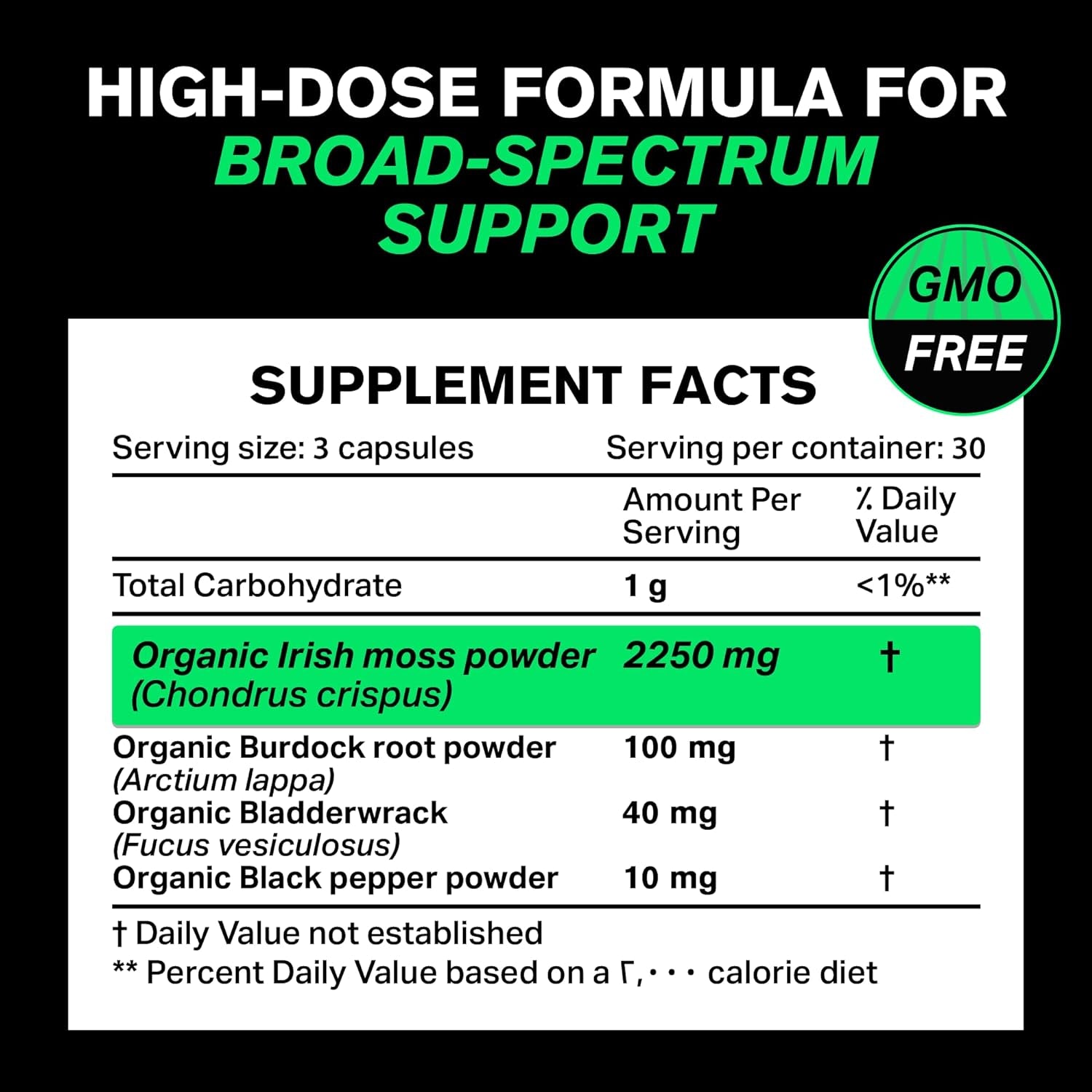 Organic Irish Sea Moss Capsules 2400 Mg - Burdock Root and Bladderwrack Powder Real Seamoss Pills for Immune Support, Joint and Gut Health Help - Raw Sea Moss Advanced Herbal Supplement - USA Made 