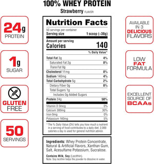 Labrada Nutrition 100% Whey Protein Powder, Strawberry, 4.13 Lb