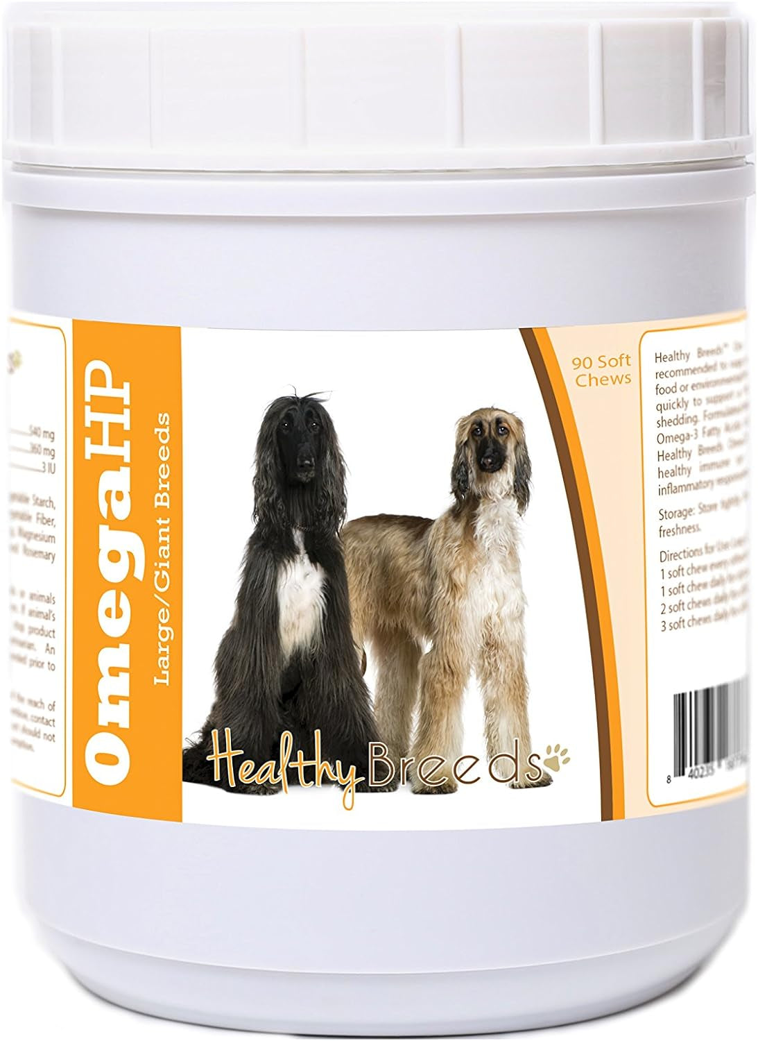 Healthy Breeds Afghan Hound Omega HP Fatty Acid Skin and Coat Support Soft Chews 90 Count