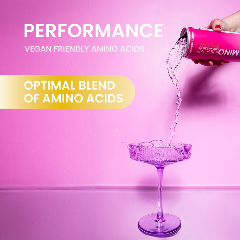 Aminolean Energy Drink – Sugar Free Amino Energy with Natural Caffeine & Vegan Amino Acids for No Jitters, Tingles, or Crash, Variety, 12 Pack 