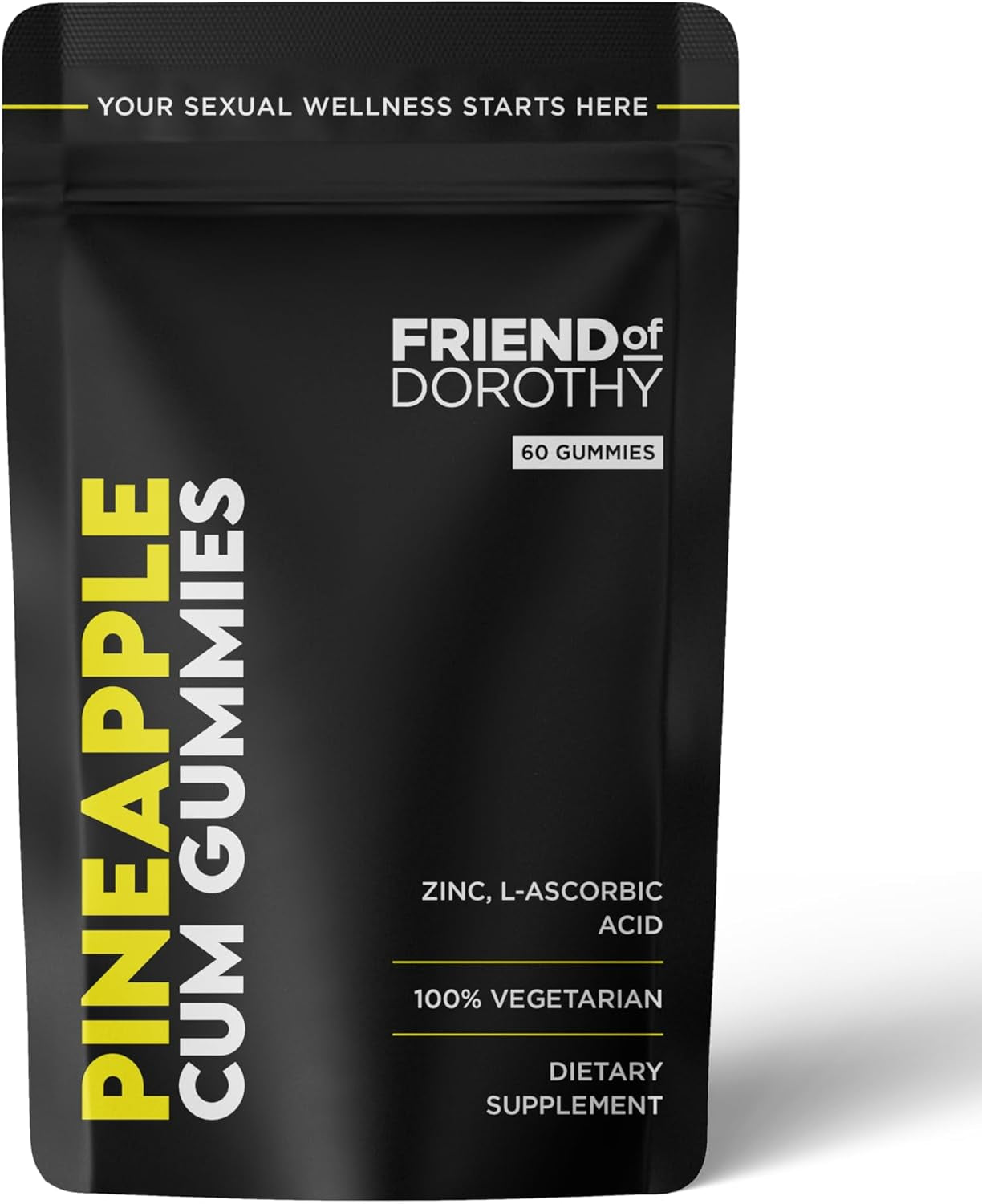 – 100% Vegetarian Pineapple C*M Gummies – Improves Sperm Volume and Load – Semen Volume Supplement – 60 Capsules in Pouch - 1 Month Supply