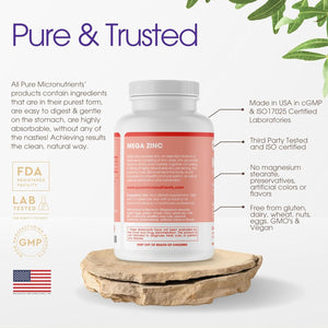 Mega Zinc Supplement, 50Mg - 3-In-1 Zinc Complex - 100 Tablets - Pure Micronutrients 