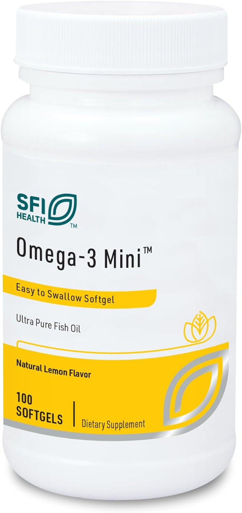 Klaire Labs Omega-3 Mini - Ultra Pure, Easy to Swallow Fish Oil Gels for Kids & Adults 150 Milligrams EPA / 100 Milligrams DHA Omega 3 Fatty Acids, Lemon Flavor for No Fishy Burps (100 Softgels)
