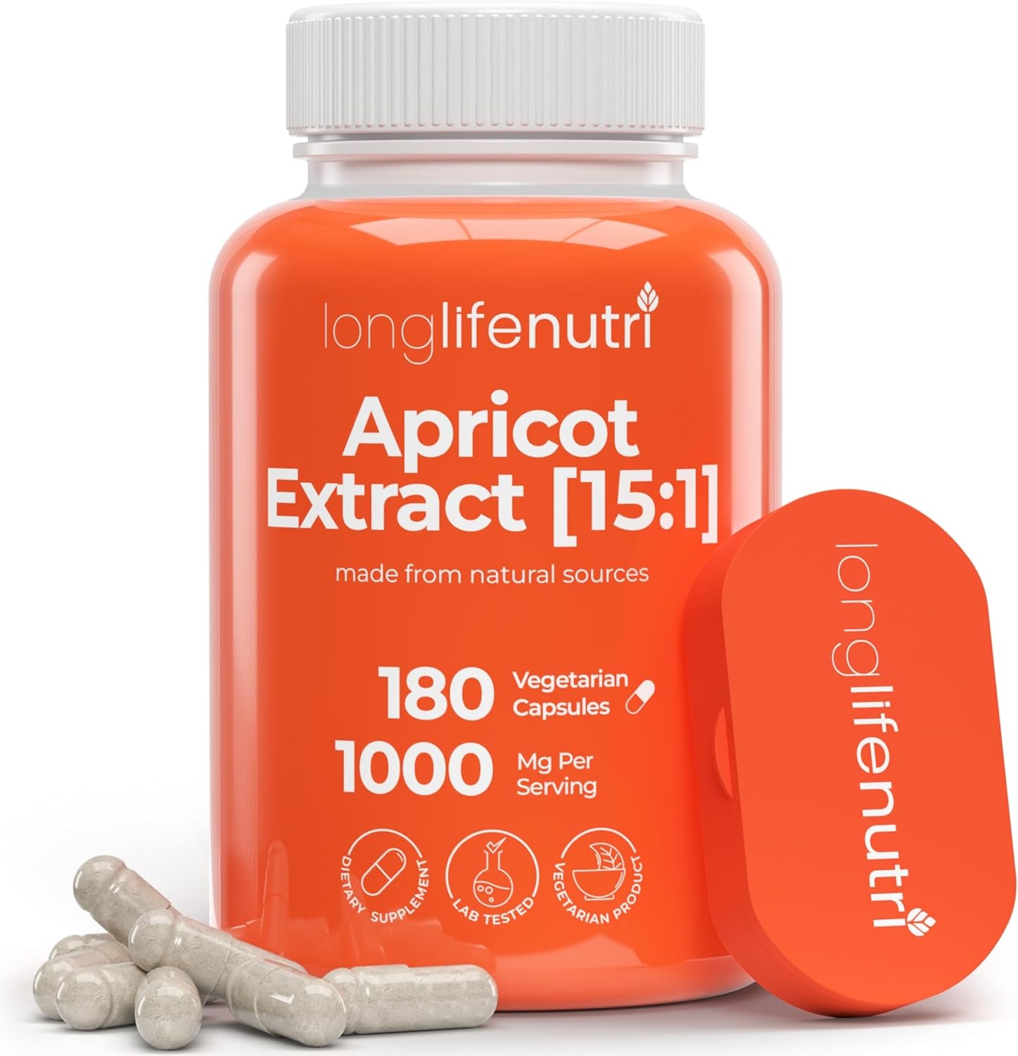 Apricot Extract - Advanced Formula, 1000Mg per Serving, 180 Vegetarian Capsules for Natural Vitality, 3-Month Supply, Organic from Prunus Armeniaca - 15:1, Made in USA, Lab Tested, Non-Gmo