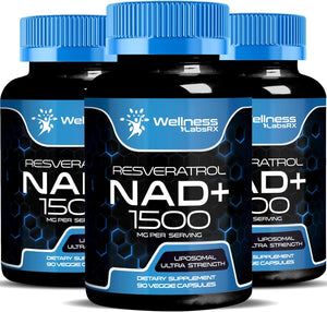 NAD Supplement, 1500Mg - Liposomal NAD+ Supplement with Resveratrol, Nad plus Boosting Supplement - Support Cellular Health, Stamina & Healthy Aging - Ultra Strength Capsules - 3 Pack